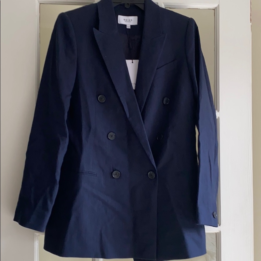 Reiss Belle Linen Jacket, Indigo